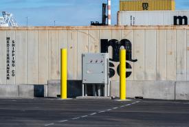 One of the newly installed refrigerated container plugs (reefer plugs) is seen at Terminal 5 in Seattle. The addition of the new plugs brings the total to over 1,500 at the terminal. Reefer plugs provide electrical power to refrigerated containers, maintaining optimal temperatures for perishable cargo while containers await vessel loading or inland transportation.